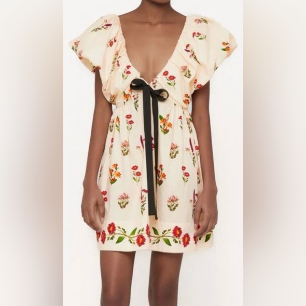 Agua by Agua Bendita Floral Dress with Black Bow
